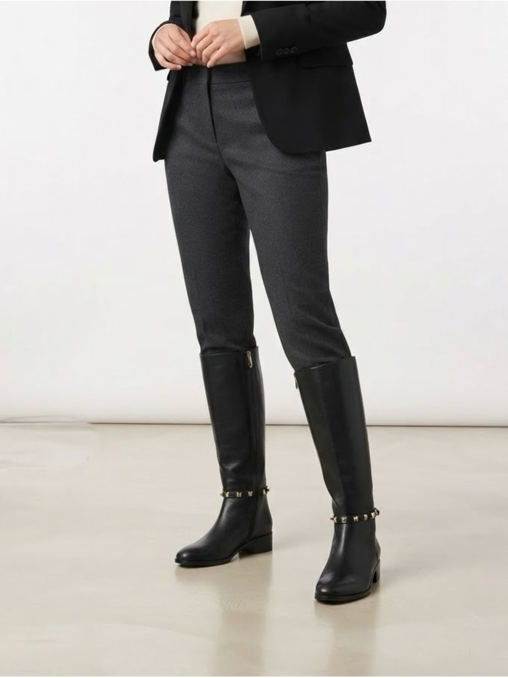 LK Bennett Stevie Stud Detail Knee High Boots, size 8